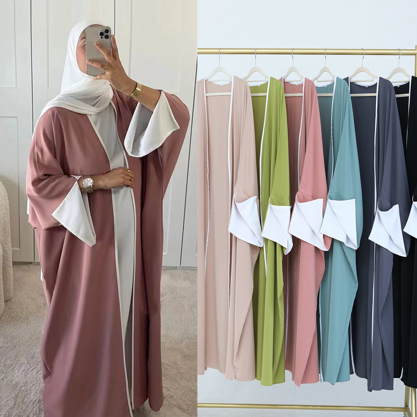 Cardigan Robes with Contrasting Edges with Bat-sleeves