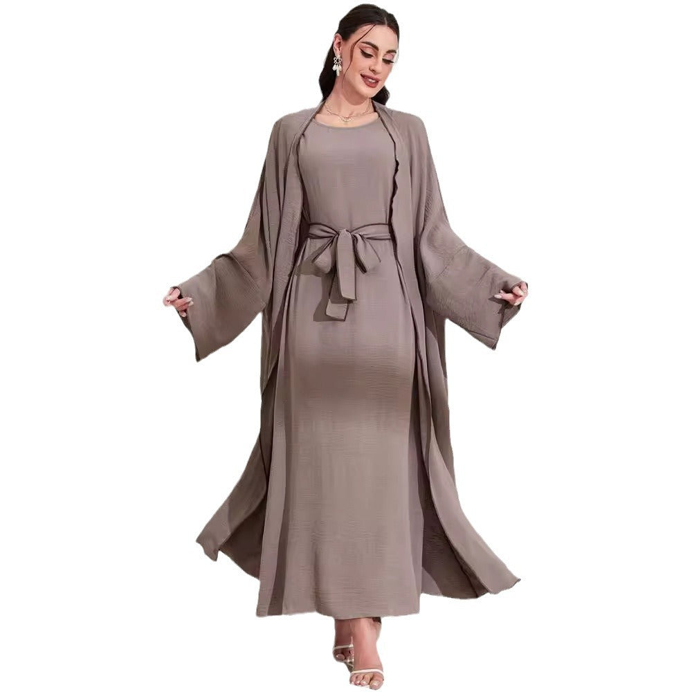 Women's Elegant Cardigan Belt Robe Dress