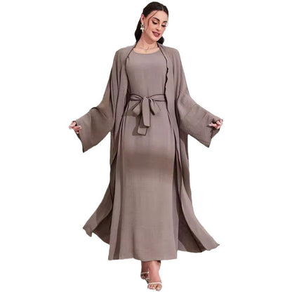Women's Elegant Cardigan Belt Robe Dress