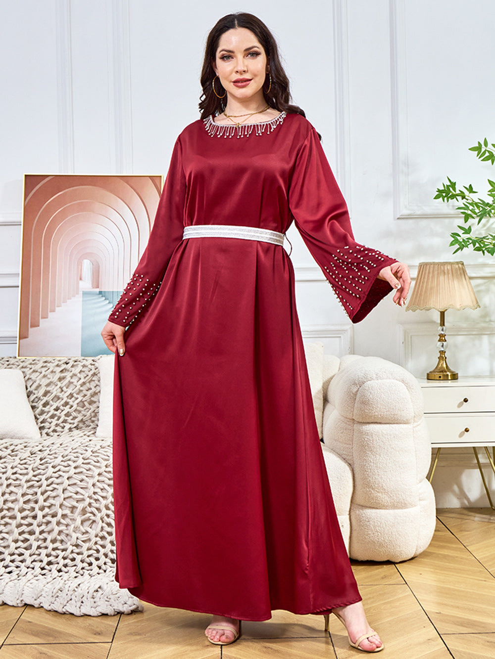 Women's Diamond-encrusted Large Swing Dress