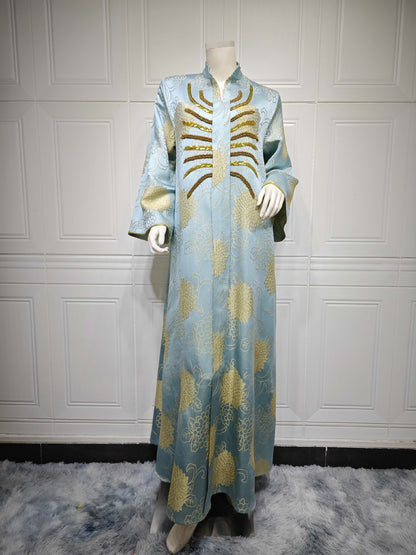 Women's V-neck Jacquard Beaded Dress