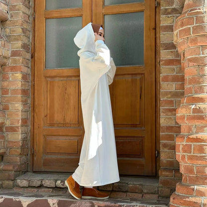 Women's Solid Color Hooded Sweatshirt Dress