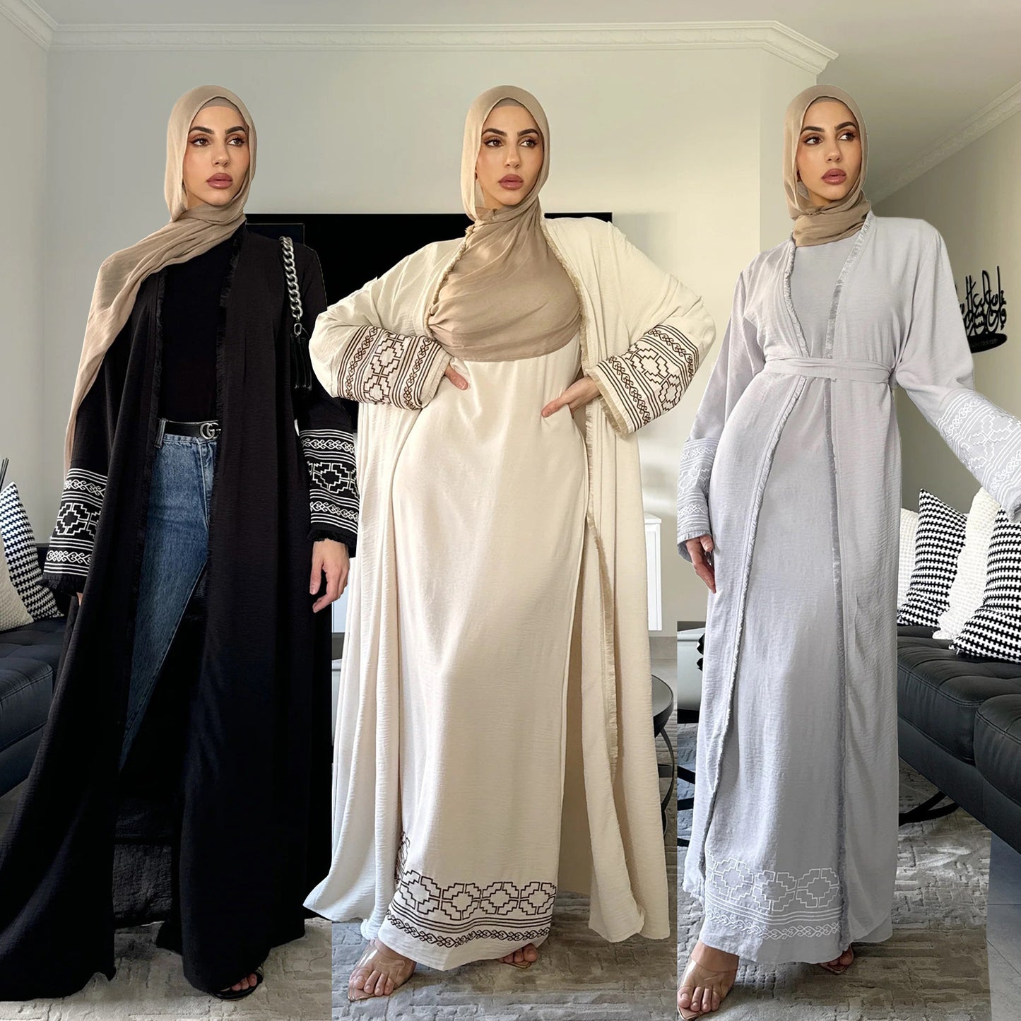 Women's Embroidered Cardigan Robe Dress