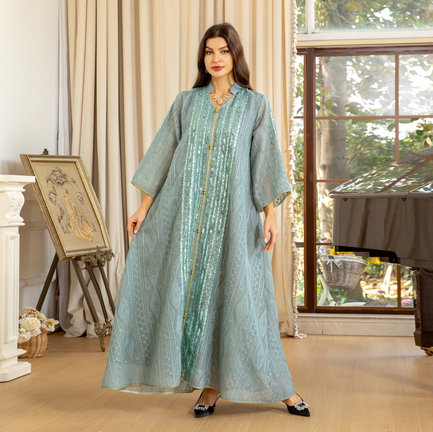 Mesh Embroidered Sequins Patchwork Dress