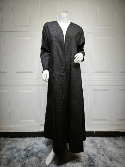 Modest Jacquard Long Sleeve Abaya Coat – Muslim Women’s Summer Outerwear