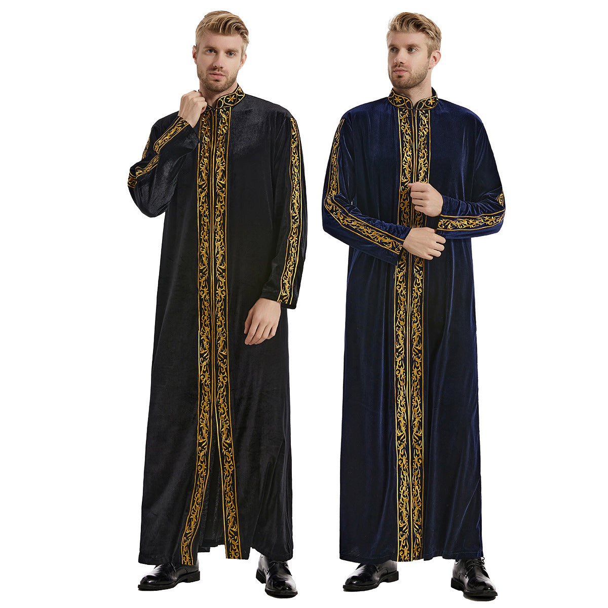Men's Gold Velvet Embroidered Thobe