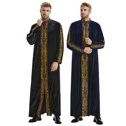 Men's Gold Velvet Embroidered Thobe