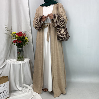 Women's Islamic Spliced Elegant Robe (With Mini Bag)