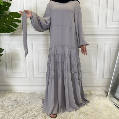 Chiffon Solid Color Large Hem Loose Dress