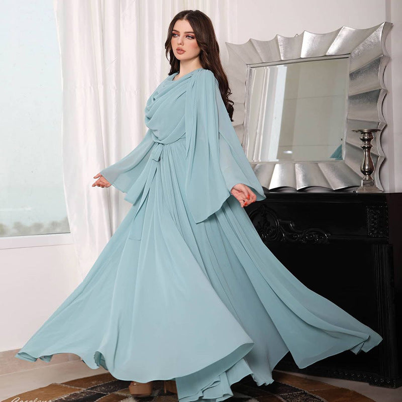 Women's Lace Up Flared Sleeve Dress
