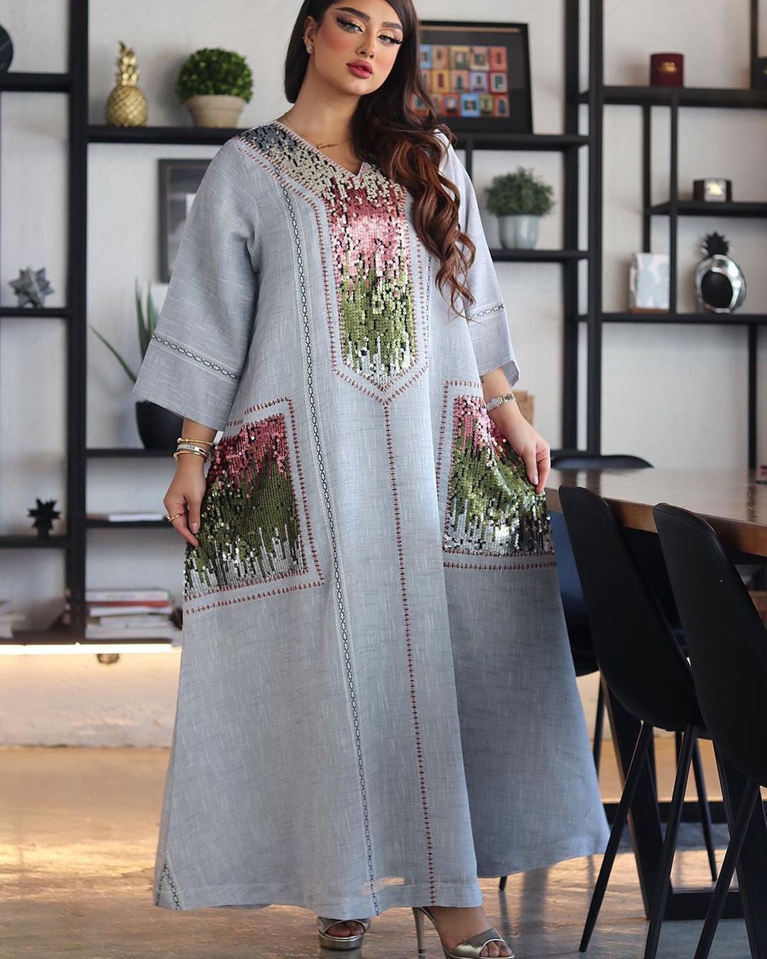 Women's Beaded Sequin Embroidered Robe