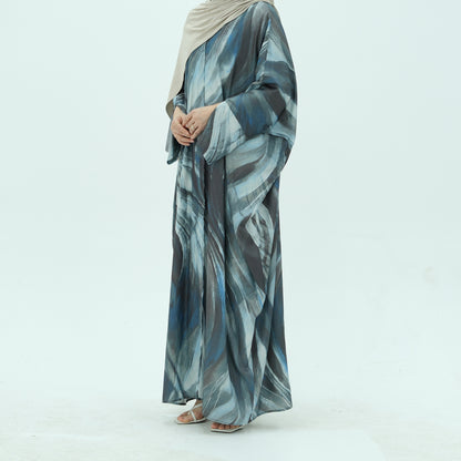 Printed Robe with Abstract Pattern Lightweight Modest Wear