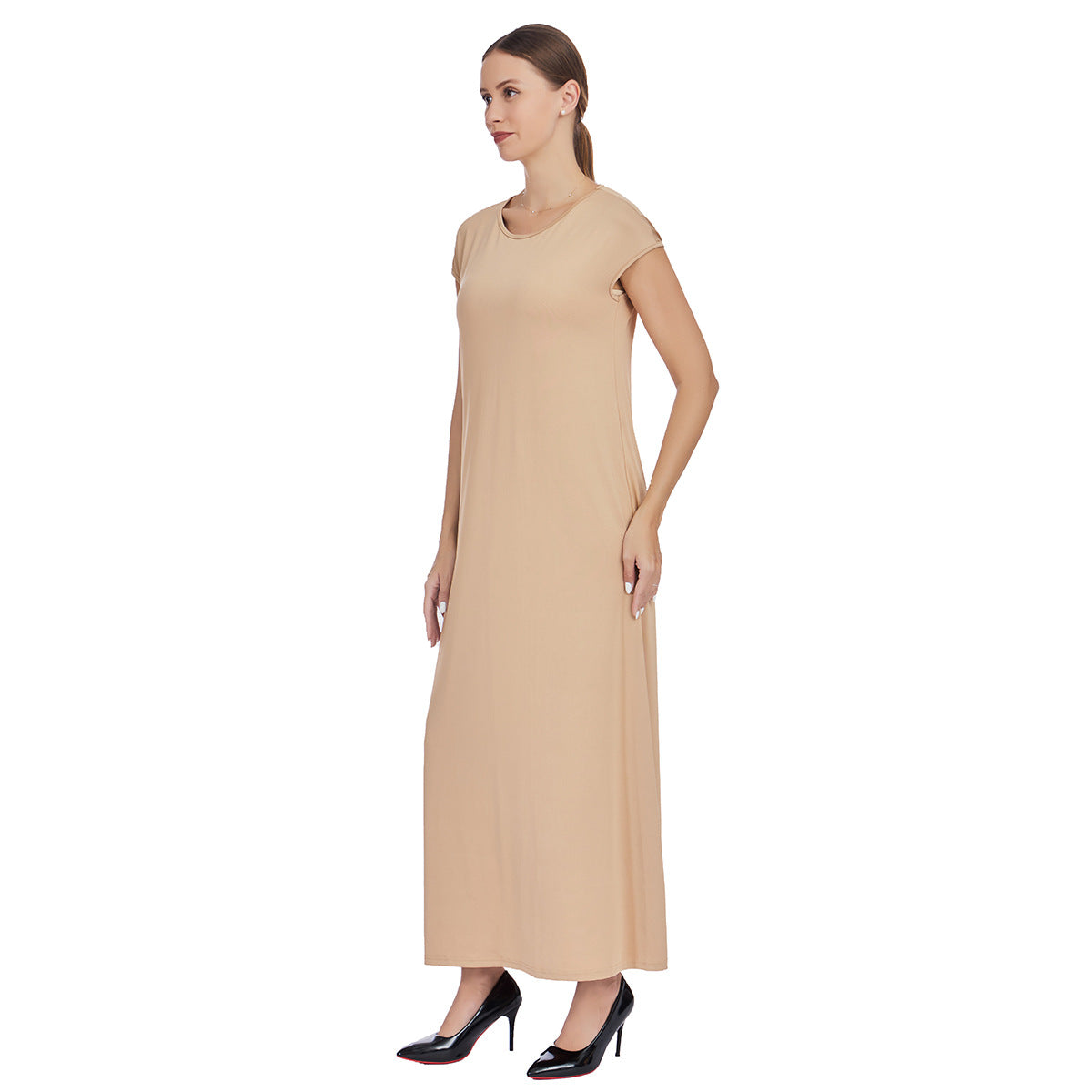 Chiffon Cape and Knitted Inner Long Dress Two-Piece Set