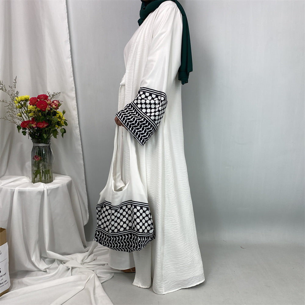 Women's Islamic Spliced Elegant Robe (With Mini Bag)
