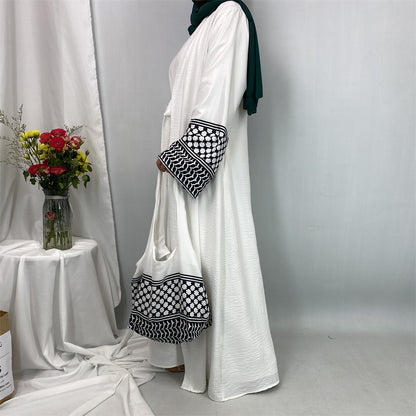 Women's Islamic Spliced Elegant Robe (With Mini Bag)