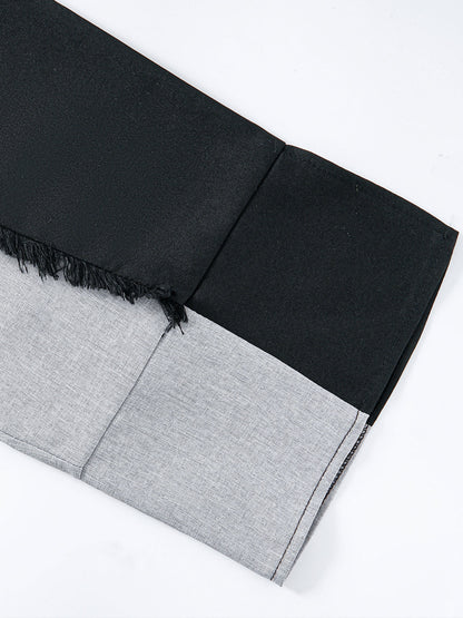 2025 Grey Muslim Maxi Dress: Stylish & Elegant Long Robe with Linen-Like Patchwork Design