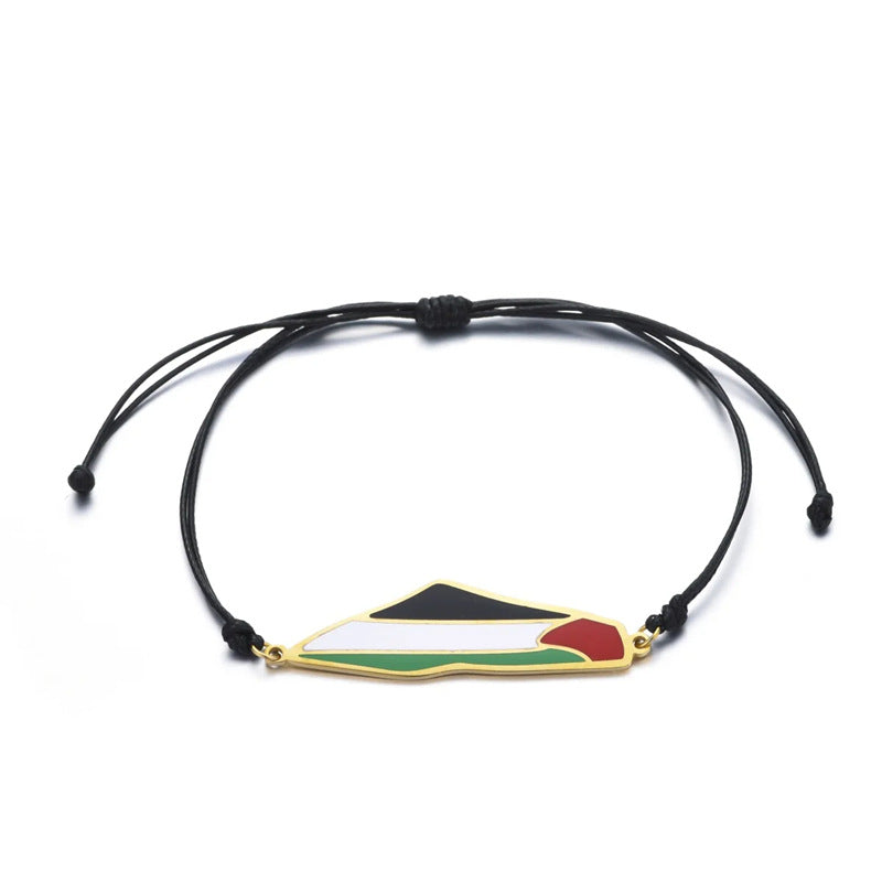 Palestine National Flag Black Bracelet and Hand Rope