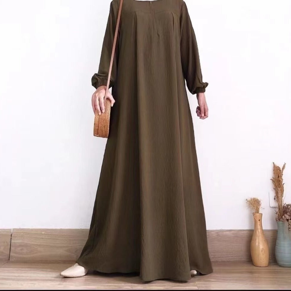 Women's Long-sleeved Zippered Crewneck Dress