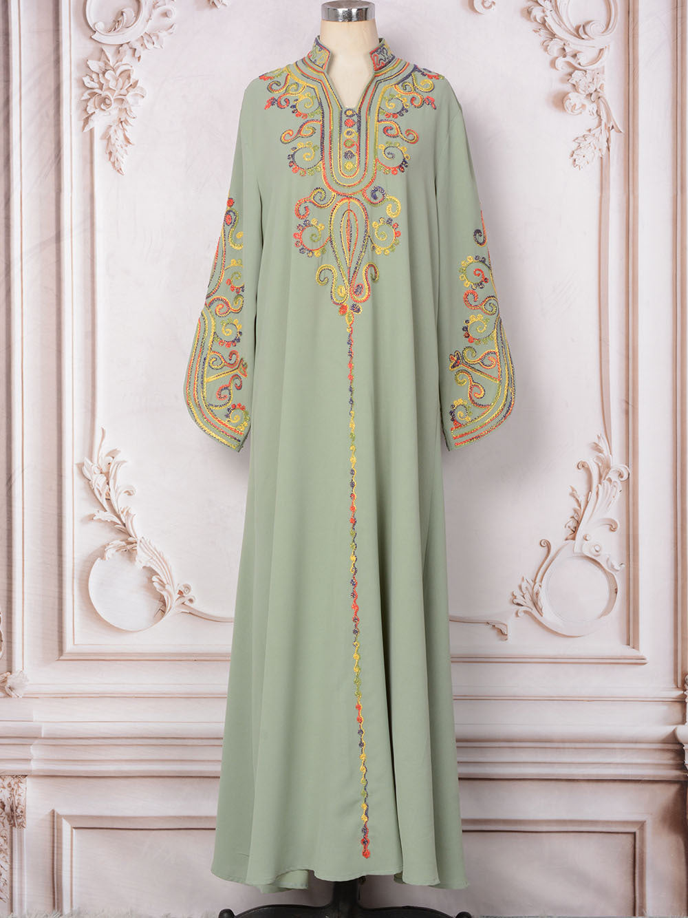Women's Rope Embroidered Elegant Long-sleeved Dress