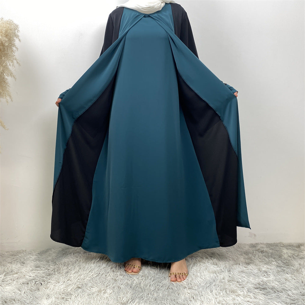 Modest Cardigan Patchwork Fake Two-piece Dress