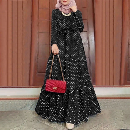Women's Polka Dot Long Sleeved Dress