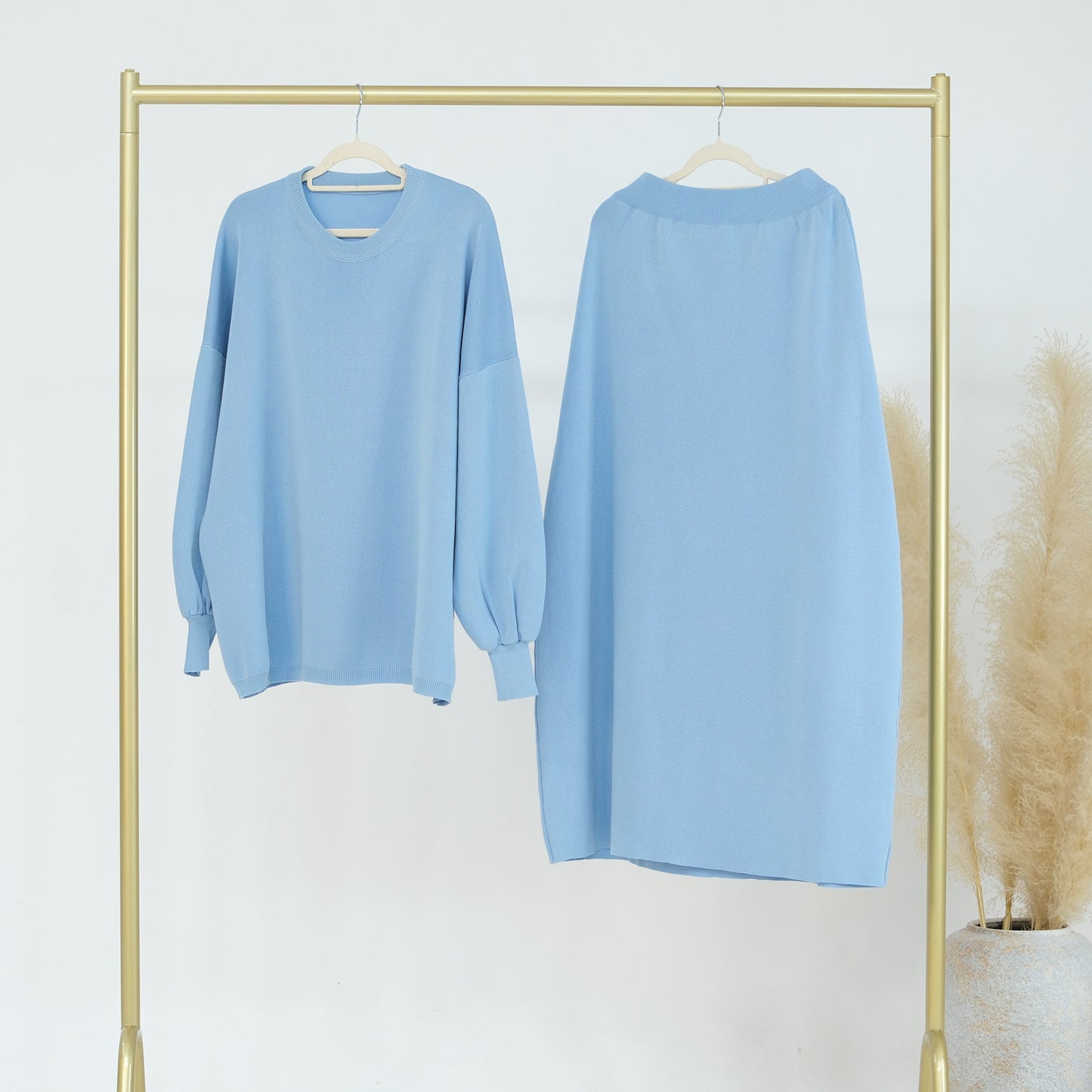 Thick Knit Two-Piece Modest Pants Set