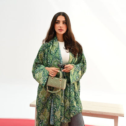 Women's Printed Jacket Robe Cape with Hijab