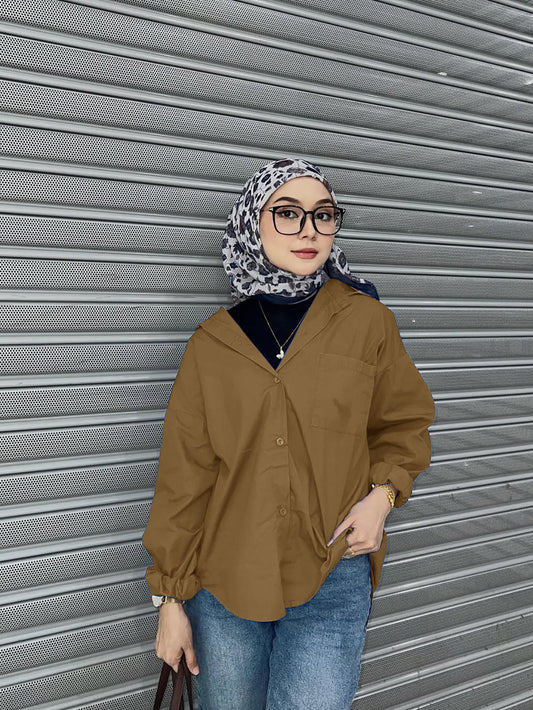 Women's Casual Long-sleeved Shirt with Loose Lapels