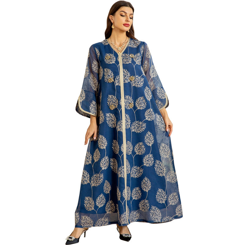 Women's Gauze Embroidered Jalabiya Dress