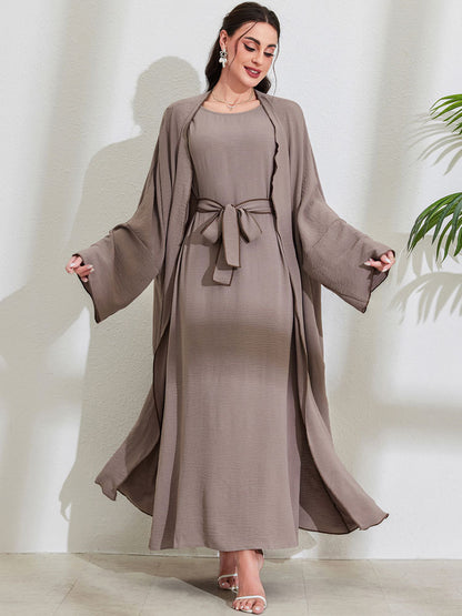 Women's Elegant Cardigan Belt Robe Dress