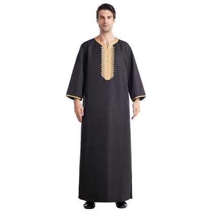 Men's Eight-quarter Sleeved Embroidered Robe