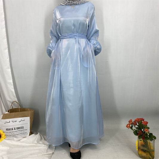 Women's Modest Satin Glitter Dresses