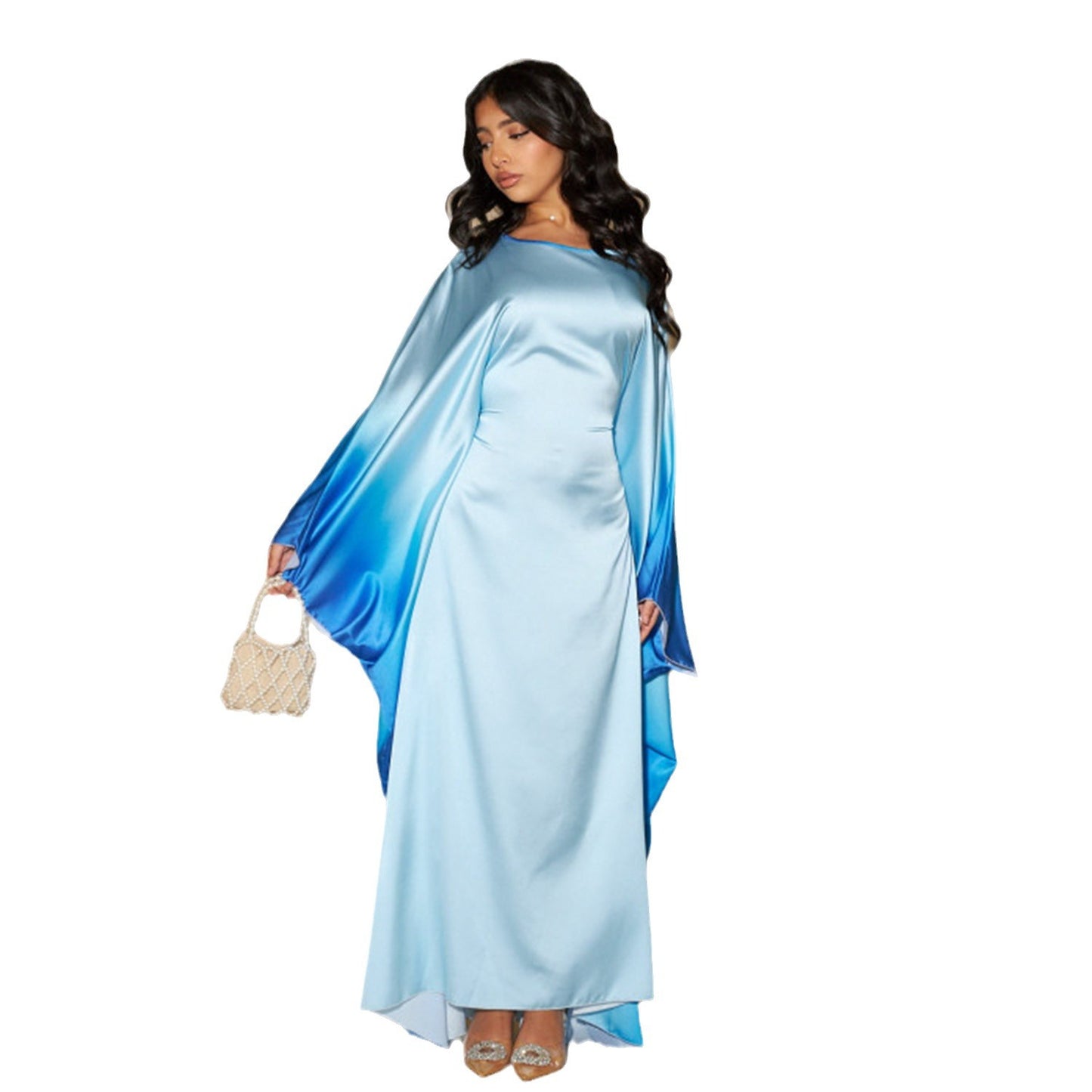 Gradient Party Waisted Batwing Sleeve Dress