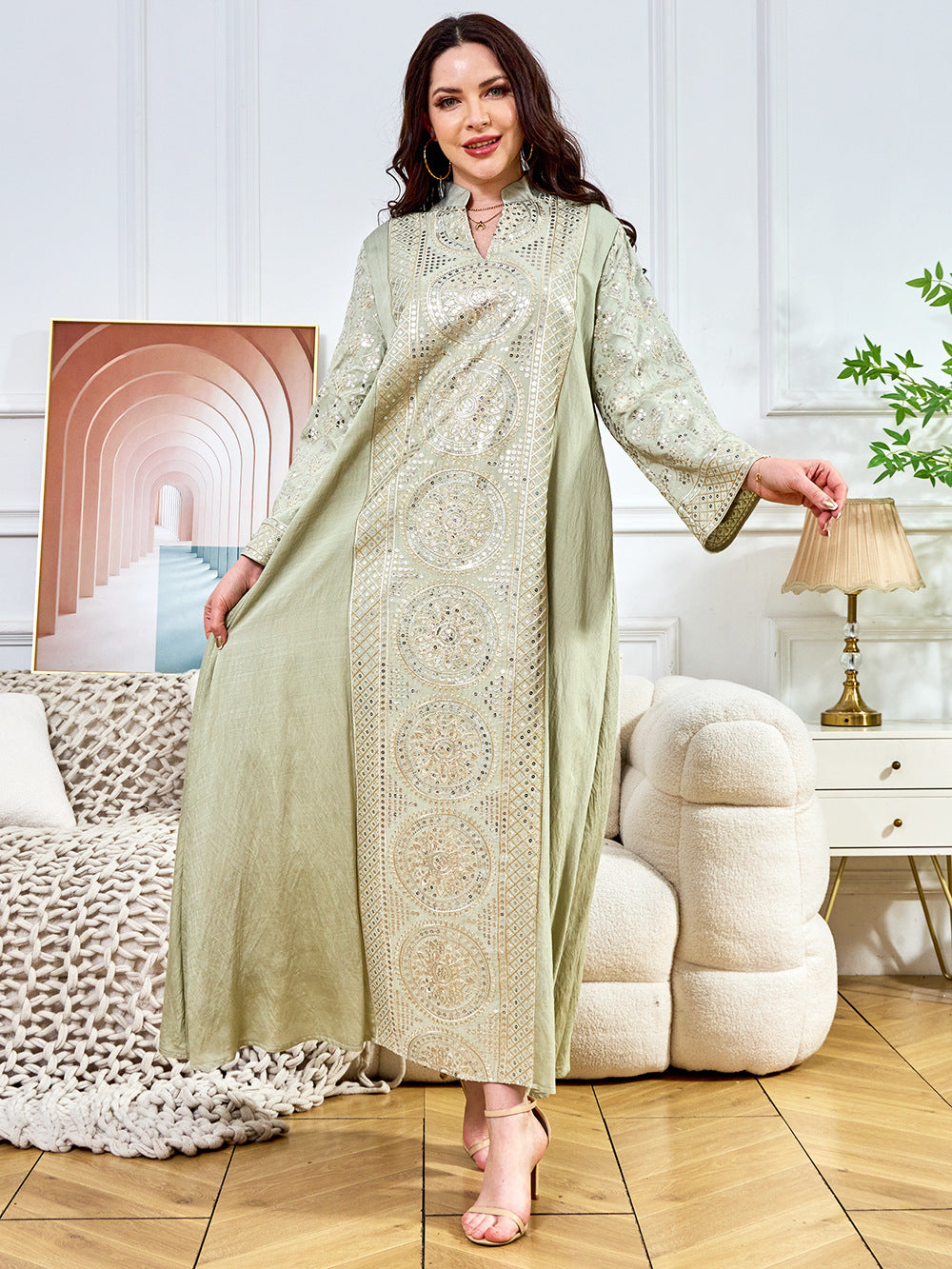 Women's V-neck Ethnic Dress