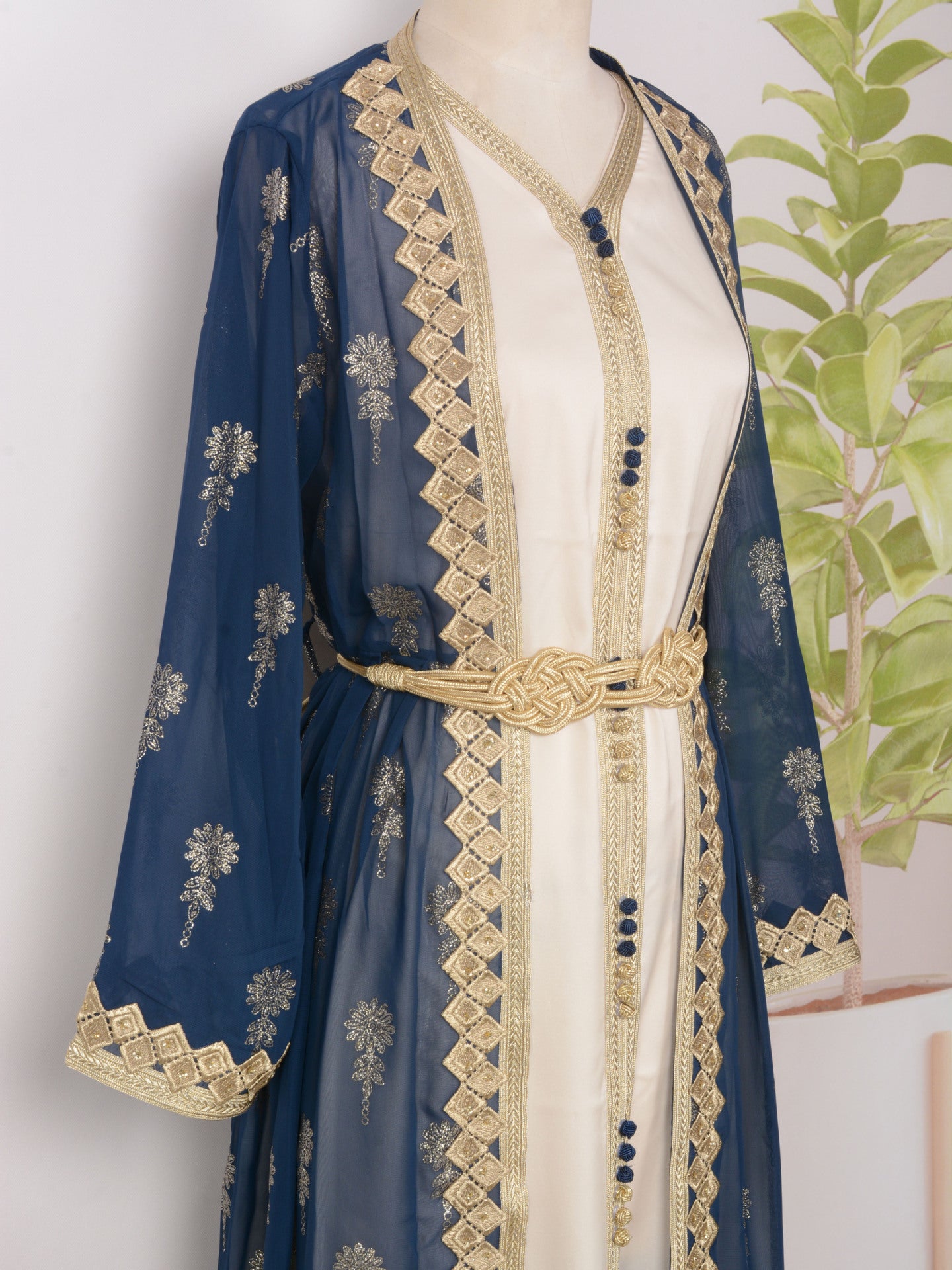 Women's Embroidered Cardigan Vest Two-piece Dress