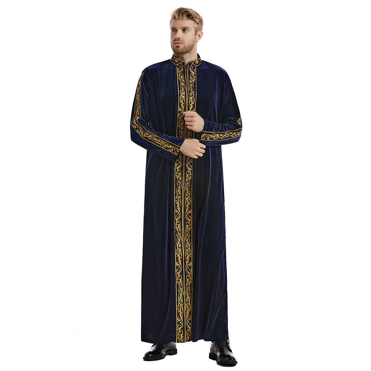 Men's Gold Velvet Embroidered Thobe
