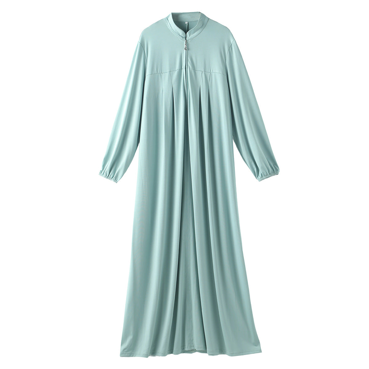 Stand Collar Maxi Dress with Pockets – Modest Long Sleeve Casual Abaya