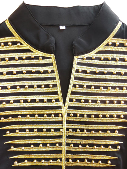 Beaded Embroidered Maxi Abaya Dress in Black