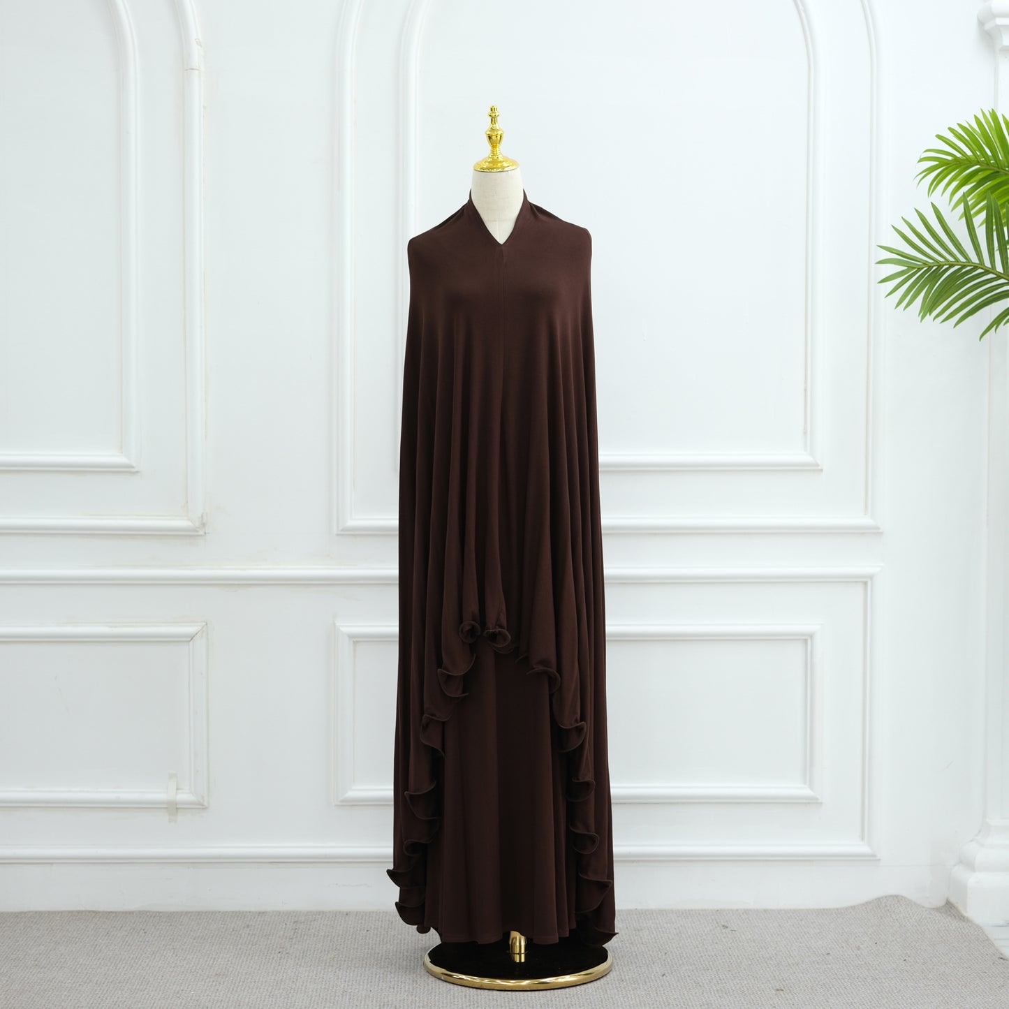 Women's Solid Color Dress and Hijab Sets