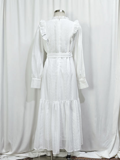 Women's Patchwork Ruffles Embroidered Dresses