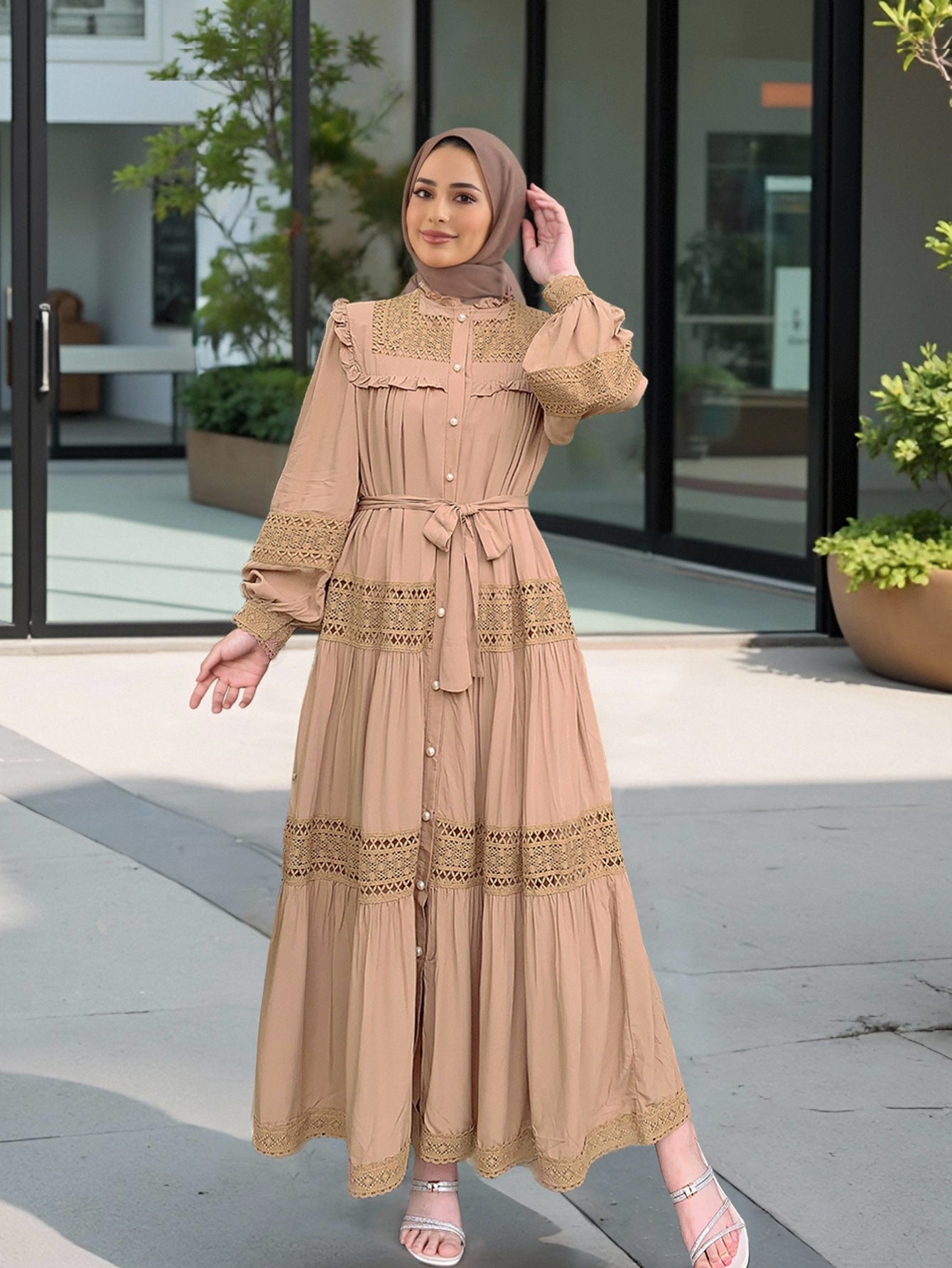 Women's Lace Cut-out Patchwork Dress