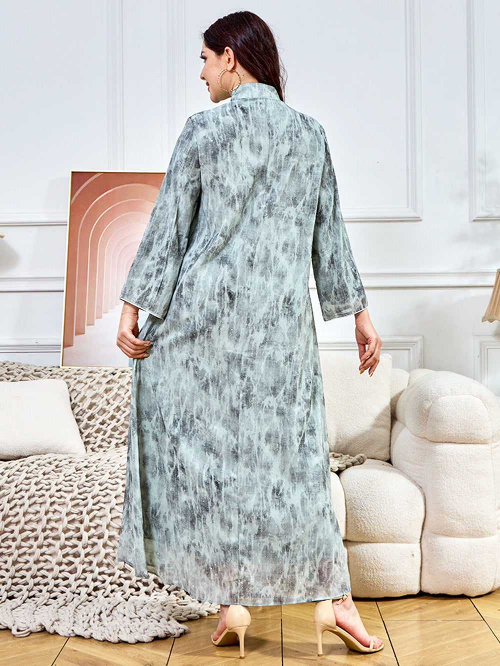 Women's Perstine Collar Flower Beaded Evening Dress