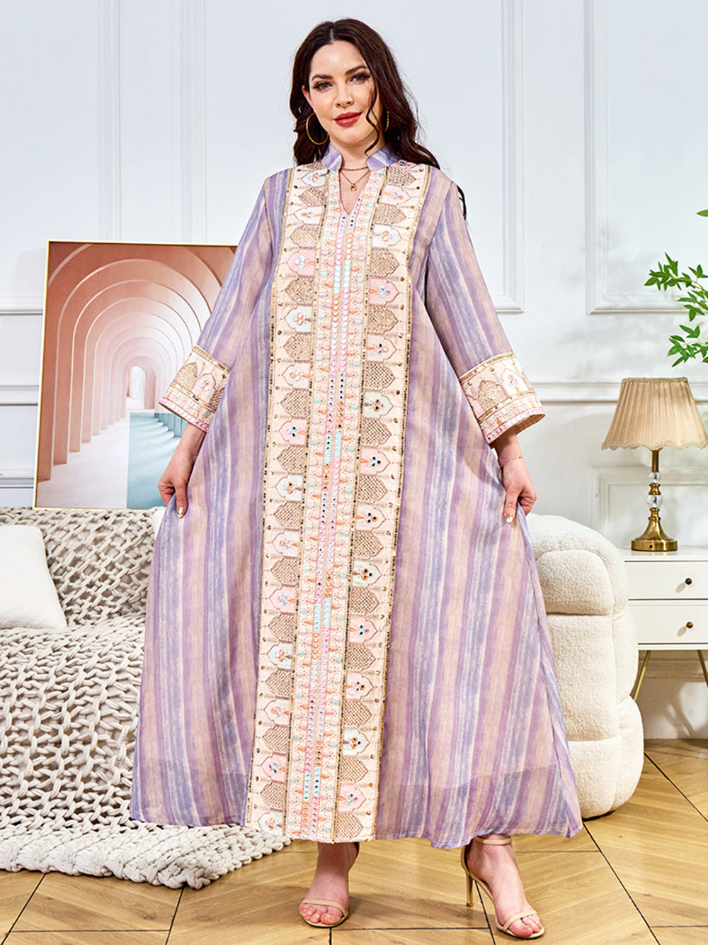 Women's Embroidered Sequin Evening Dress