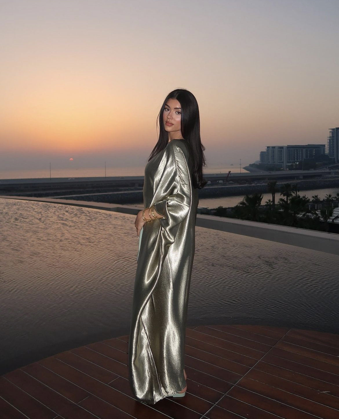 Women's Modest Feminine Hot Silver Dress