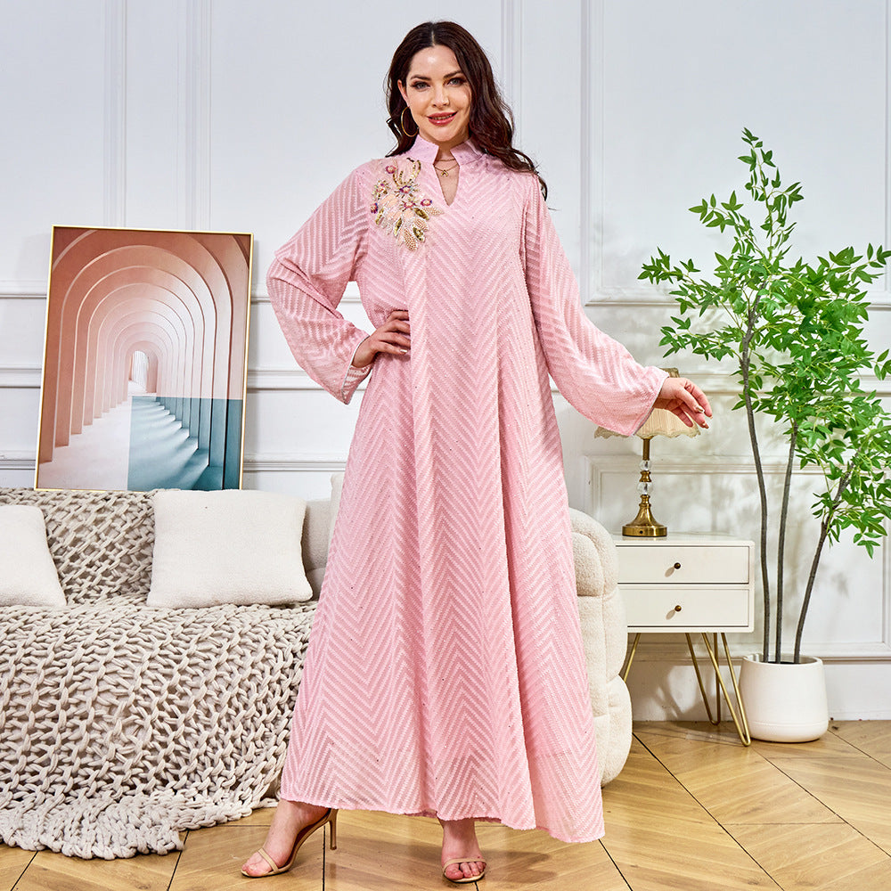 Women's Beaded Collar Flower Pendulum Dress