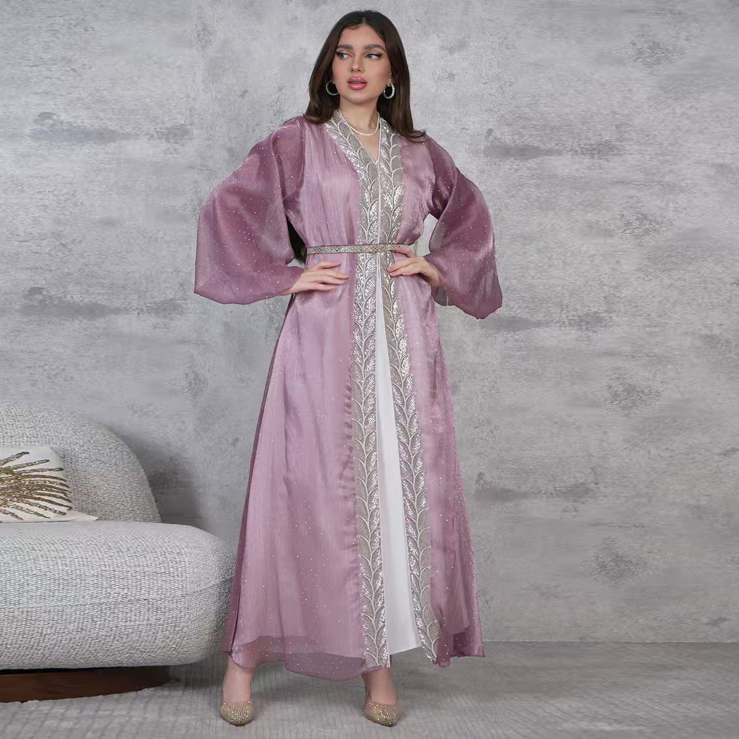Women's Puff Sleeve Hot Diamond Three-piece Set
