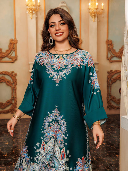 Women's Printed Flower Hot Diamond Dress
