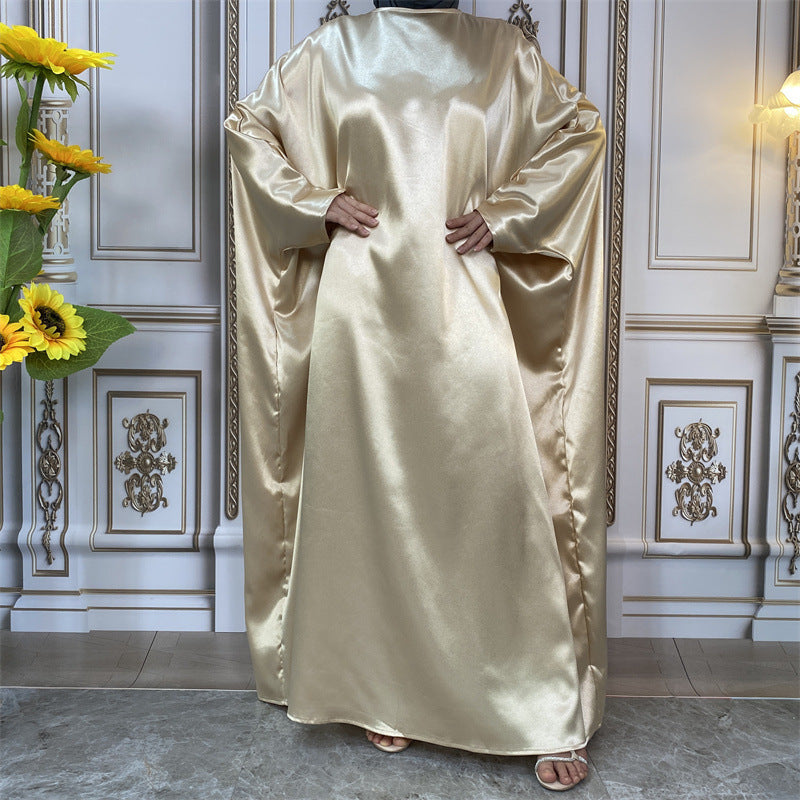 Simple Sparkling Satin Crewneck Dress