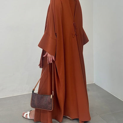 Women's Plain Robe Orange Open Abaya