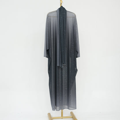 Gradient Everyday Parties Cardigan Robe with Hijab